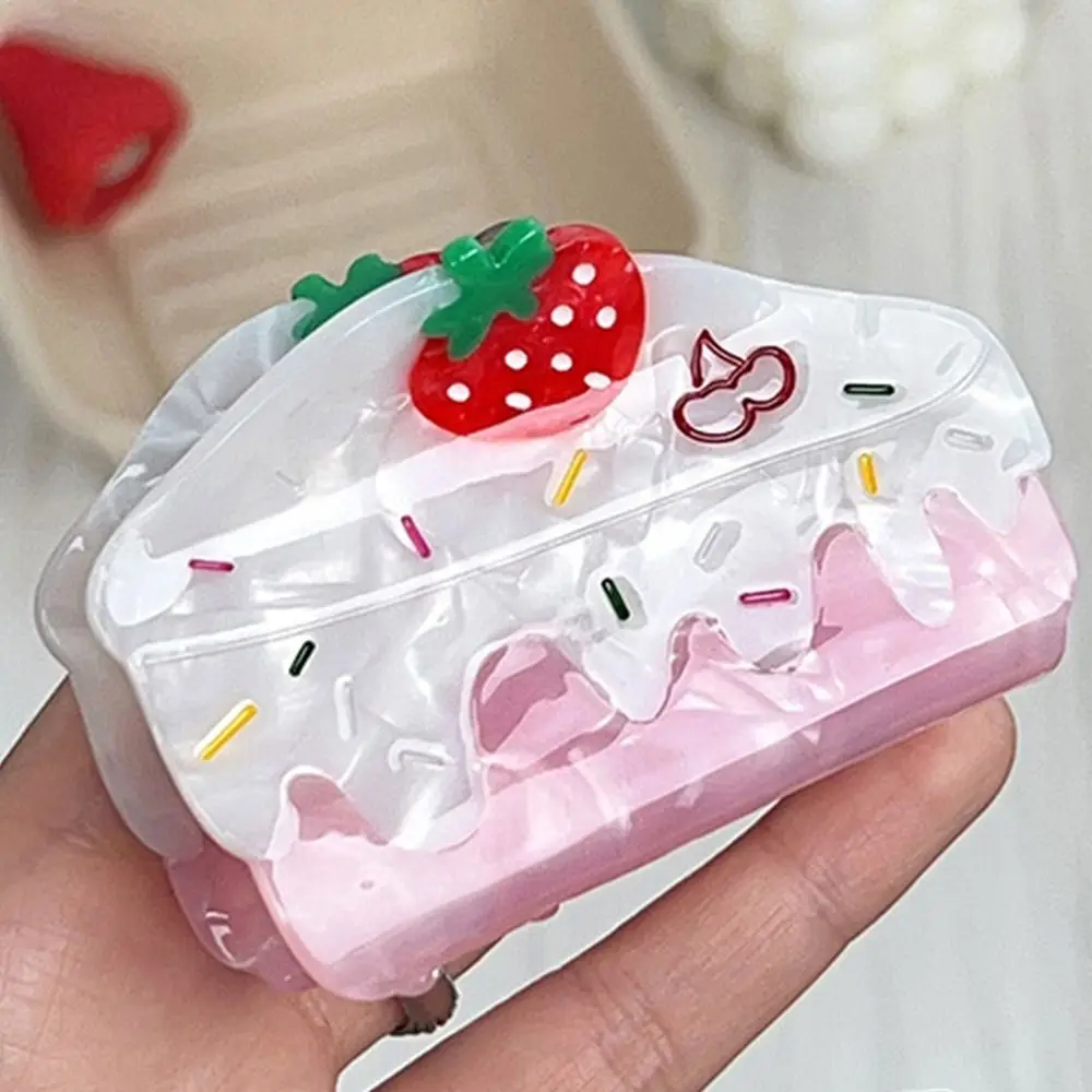 

Personalized Dessert Strawberry Cake Hair Grab Hairpin Geometry Cartoon Hair Claw Headwear Acetic Acid Shark Clip Female