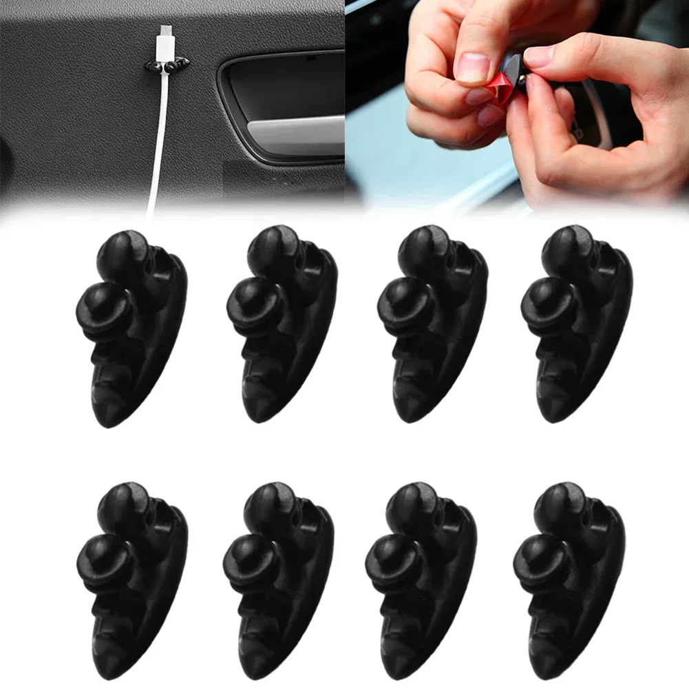 8PCS Car Dashboard Phone Cable Manager Charger Line Clasp Fixed Clamp Desk Tidy Organizer Holder Auto Interior Accessories