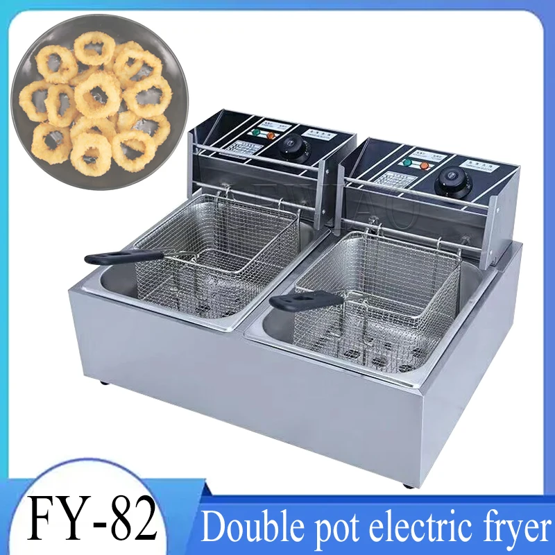 Fryer Commercial Large Capacity Double Cylinder Electric Fryer French Fries Machine Fryer Snack Equipment Double Cylinder
