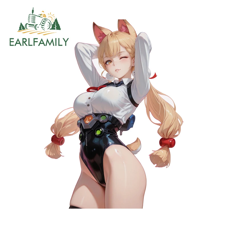 EARLFAMILY Charming Zenless Zone Zero Alice Cool Motorcycle Stickers Humorous Cartoon Windshield Decals Sunscreen Car Accessory