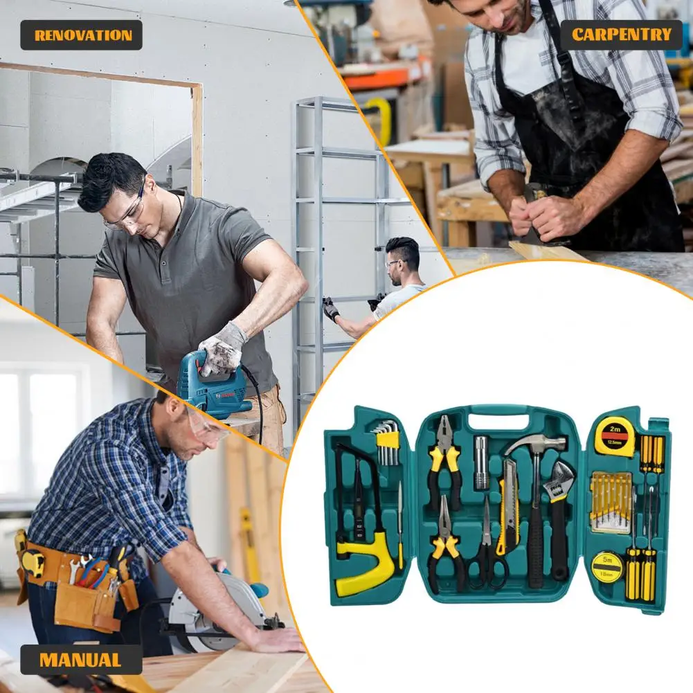 Home Tool Set File Screwdriver Set 27-piece Portable Home Repair Tool Kit Auto Repair Set with Toolbox Essential Hand for Diy