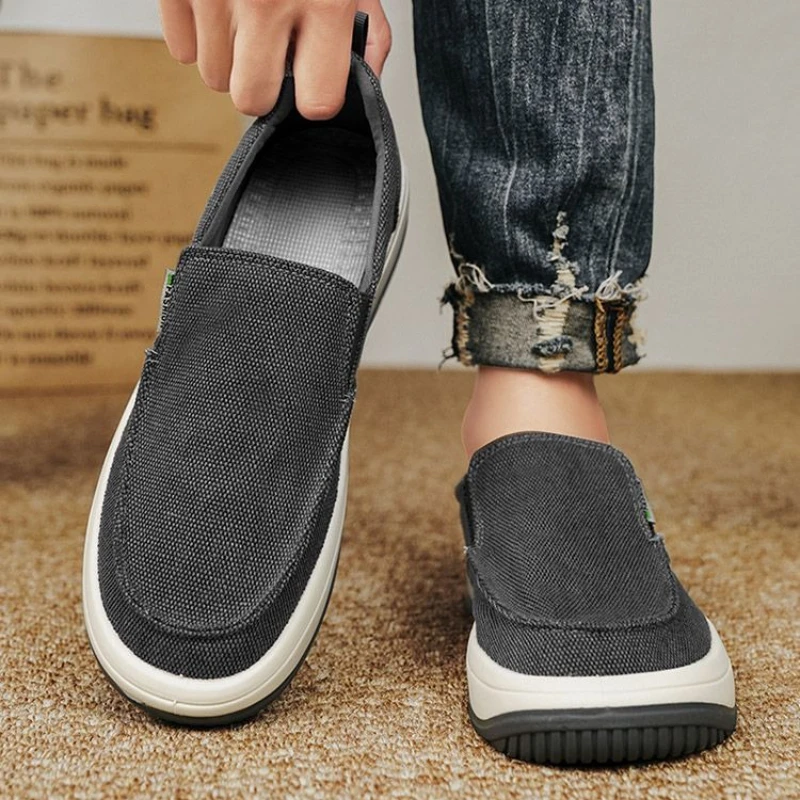 Male Shoe Canvas Moccasin Sneakers Minimalist Classic Original Breathable Work Non-leather Deals Men's Casual Shoes Fashion 2025