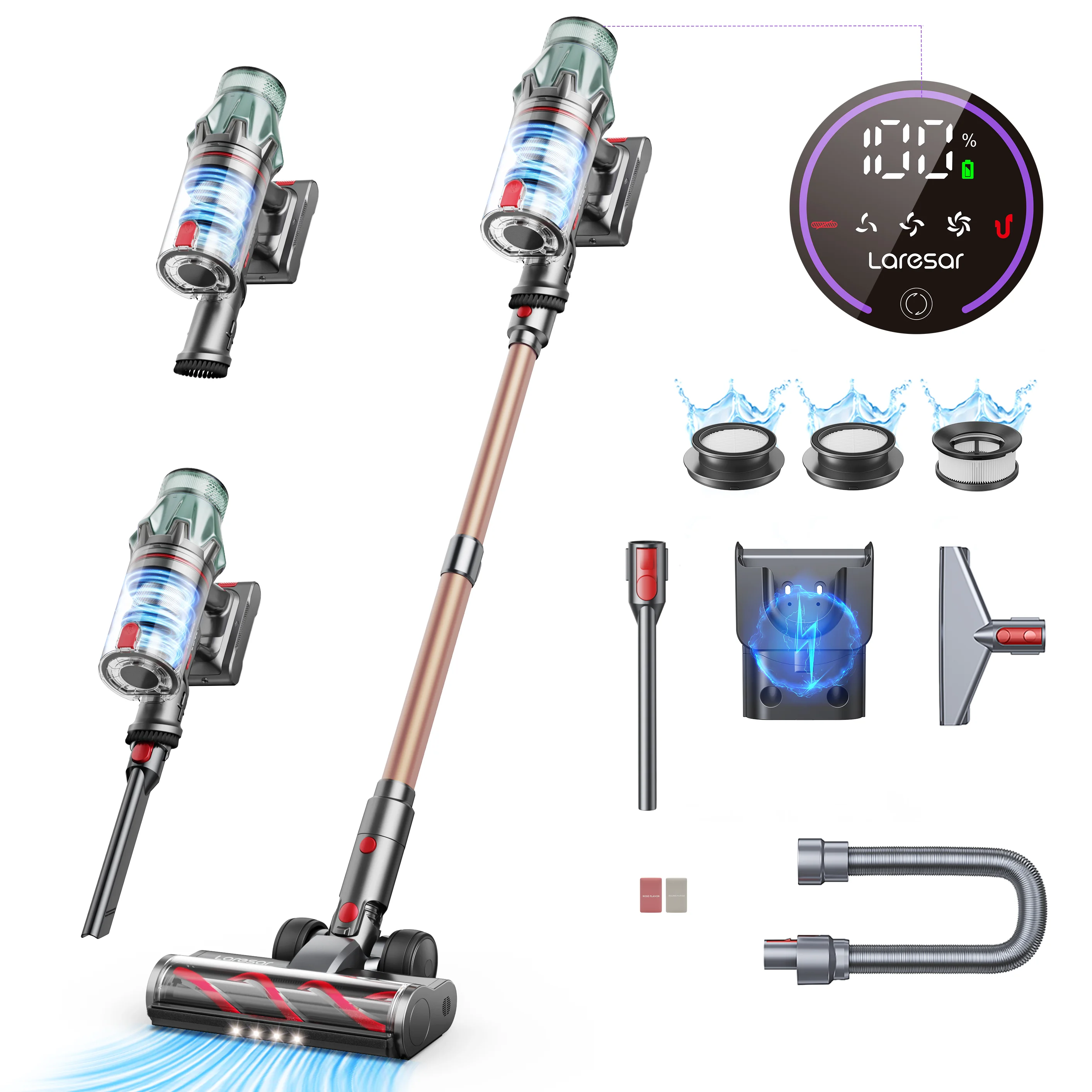 Odkurzacz bezprzewodowy Laresar V7 PRO 600W 65000PA, ręczny, do użytku domowego, z funkcją aromaterapii, długi wąż, odkurzanie sof, NOWOŚĆ 2026