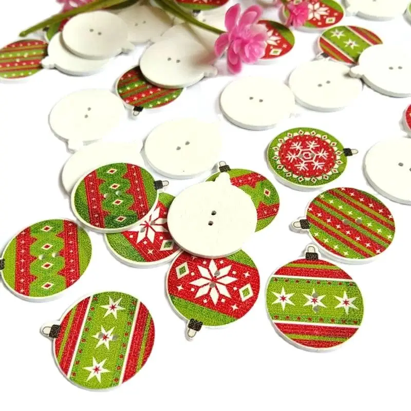 Boutons de noël pour vêtements de noël, 50 pièces/lot, ornement, bricolage, Scrapbooking fait à la main pour décoration de mariage, accessoires de couture