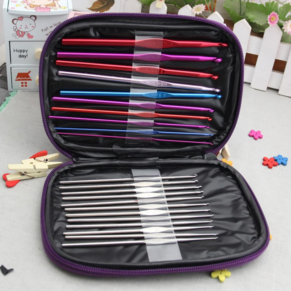 

22pcs Knitting Crochet Hooks Set Home DIY Crafting Knitting Crochet Needles Weaving Accessory