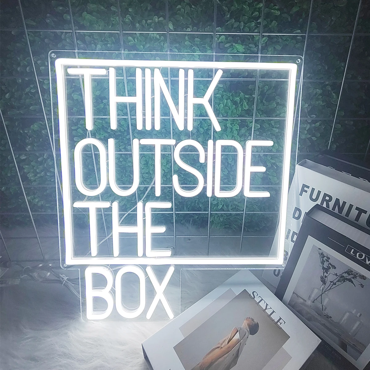 THINK OUTSIDE THE BOX Neon Sign Customizable for Indoor Decoration Party Birthday Atmosphere Creation LED Neon Light