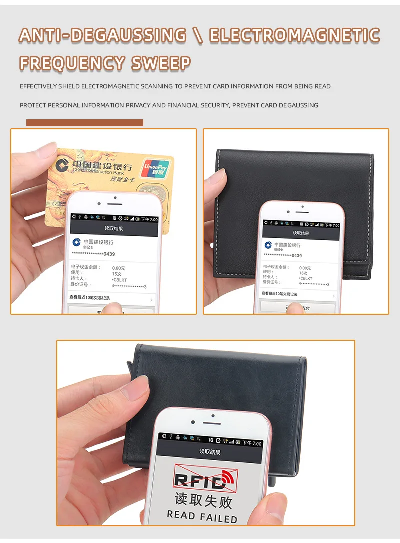 Pop Up Credit Card Holder Wallets Men Slim Rfid Blocking CardHolder Card Money Bag Coin Pocket PU Leather Short Wallets for Men
