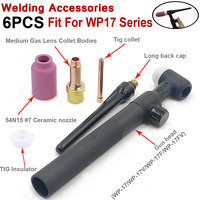 6pcs TIG Torch GTAW Gas Tungsten Arc Welding Gun Argon Air Cooled Gas Valve WP17/WP17F/WP17FV/WP17V Flexible Neck Welding Torch