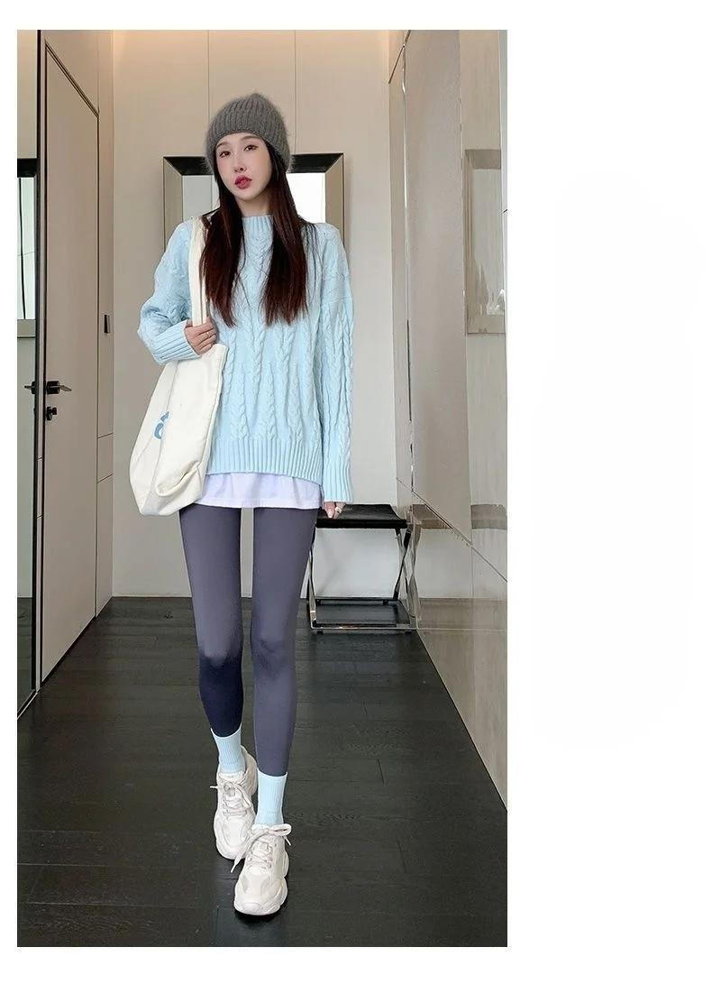 요가 팬츠 오버사이즈 여성 종아리 길이 라운지 벨바텀 출퇴근 스타일 우아함 중성 커플 탄력 스트라이프 루즈핏