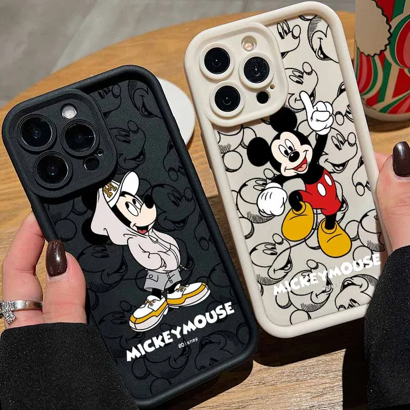 ميكي ماوس ديزني لطيف لابل آيفون 17 17Air 16 16E 15 14 13 12 Mini 11 Pro Max العين سلم جراب هاتف
