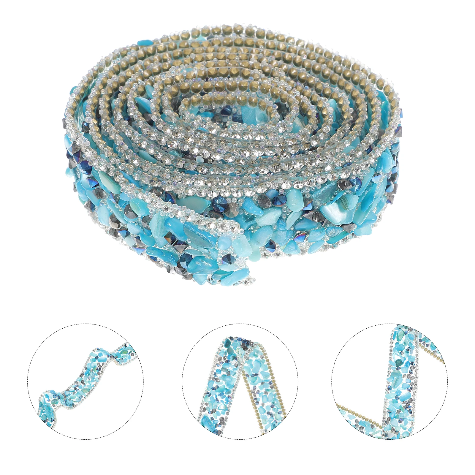 

1 Roll Cuttable Costume Trim Multi-Function Rhinestone Ribbon Decorative Craft Trim Heat Resistant Clothes Supply Car Gift
