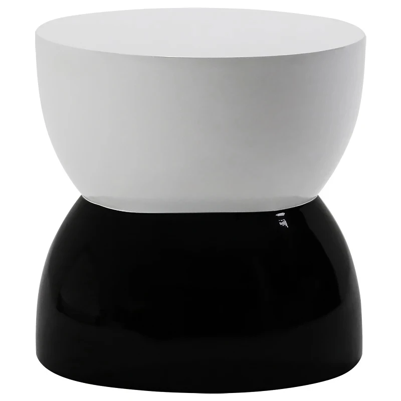 

Amaya black and white color matching round coffee table/bedside table