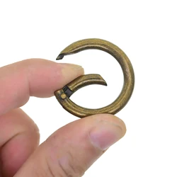 10 pcs 1.4inch large Bronze Spring O Rings Alloy Round circle Snap Buckle carabiner Hook Clip DIY Keyring Keychains bag purse