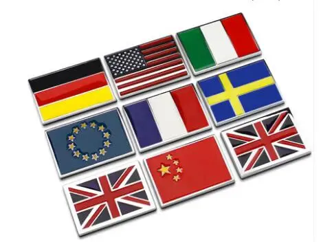 

1 PCS UK USA Germany France Italy EU Sweden Car decoration emblem flag badge Car Stickers national flag personalized stereo