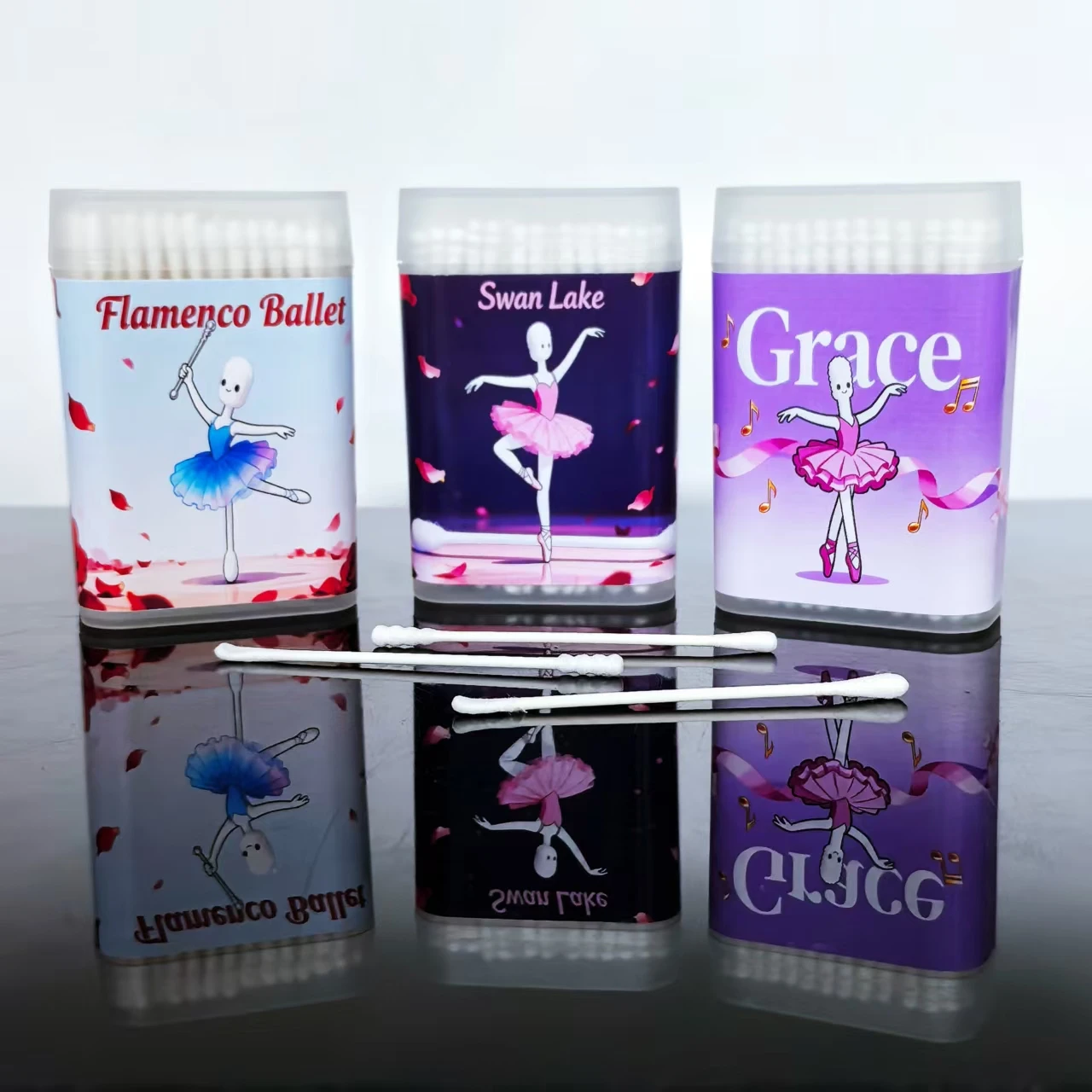 300 шт. ватные тампоны с балетной тематикой, креативные двуглавые тонкие бумажные палочки для занятий танцами, ватные палочки, подарочные ватные тампоны