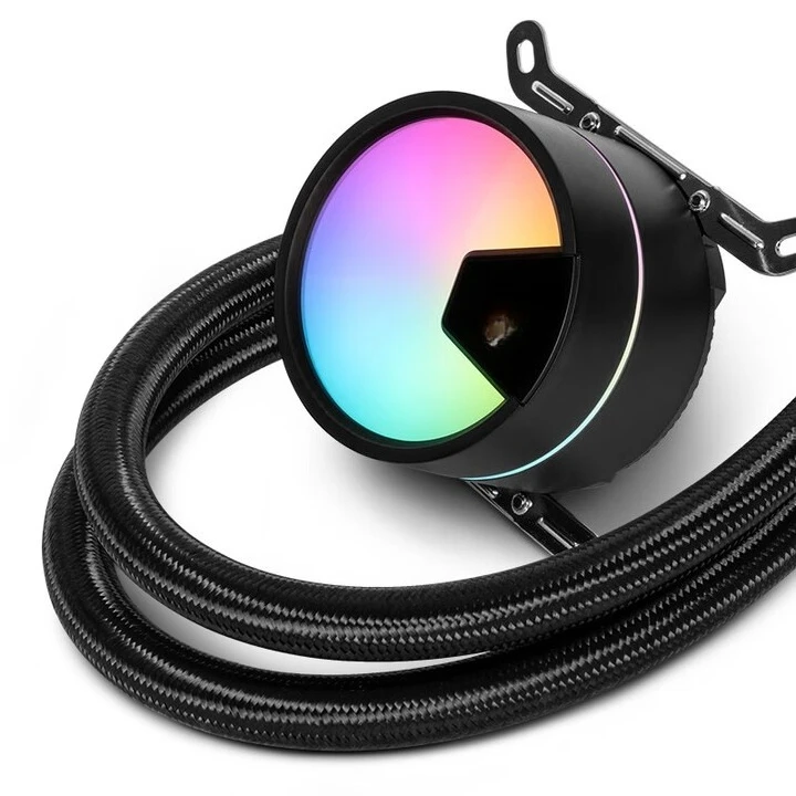 Integrated CPU water-cooled radiator, multi-platform buckle, support LGA1700 ARGB light effect, hidden wiring and one-line