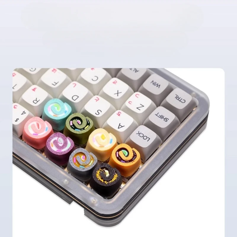 Swiss Roll Cake Handmade Cute Keycaps ESC Personal Custom Resin Keyboard Key Selected Point Keycap for Mechanical Keyboard 60%