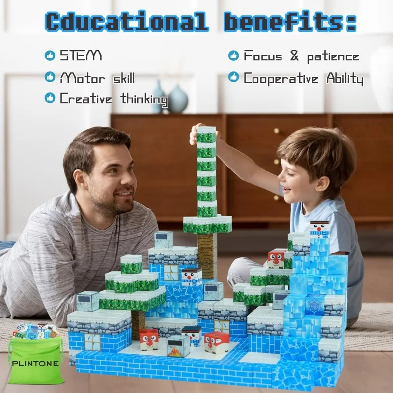 자석 블록 얼음 성 건축 세트 몬테소리 유아 STEM 감각 장난감 크리스마스 생일 선물 교육용 쌓기 게임