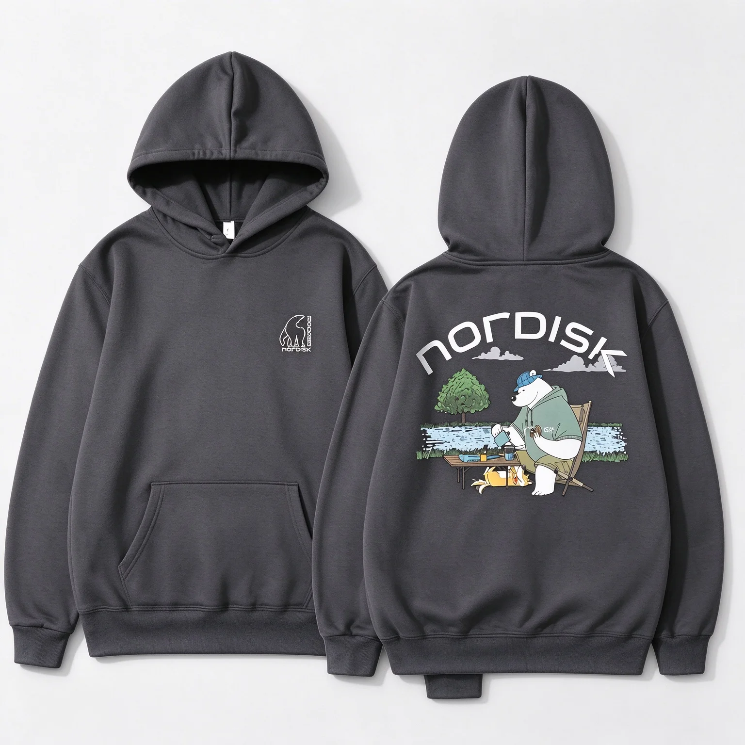 Großer Eisbär NORDISK Grafik Outdoor Mode Lässiger Kapuzenpullover Herren und Damen Herbst und Winter Hochwertiger Hoodie – Detail 11