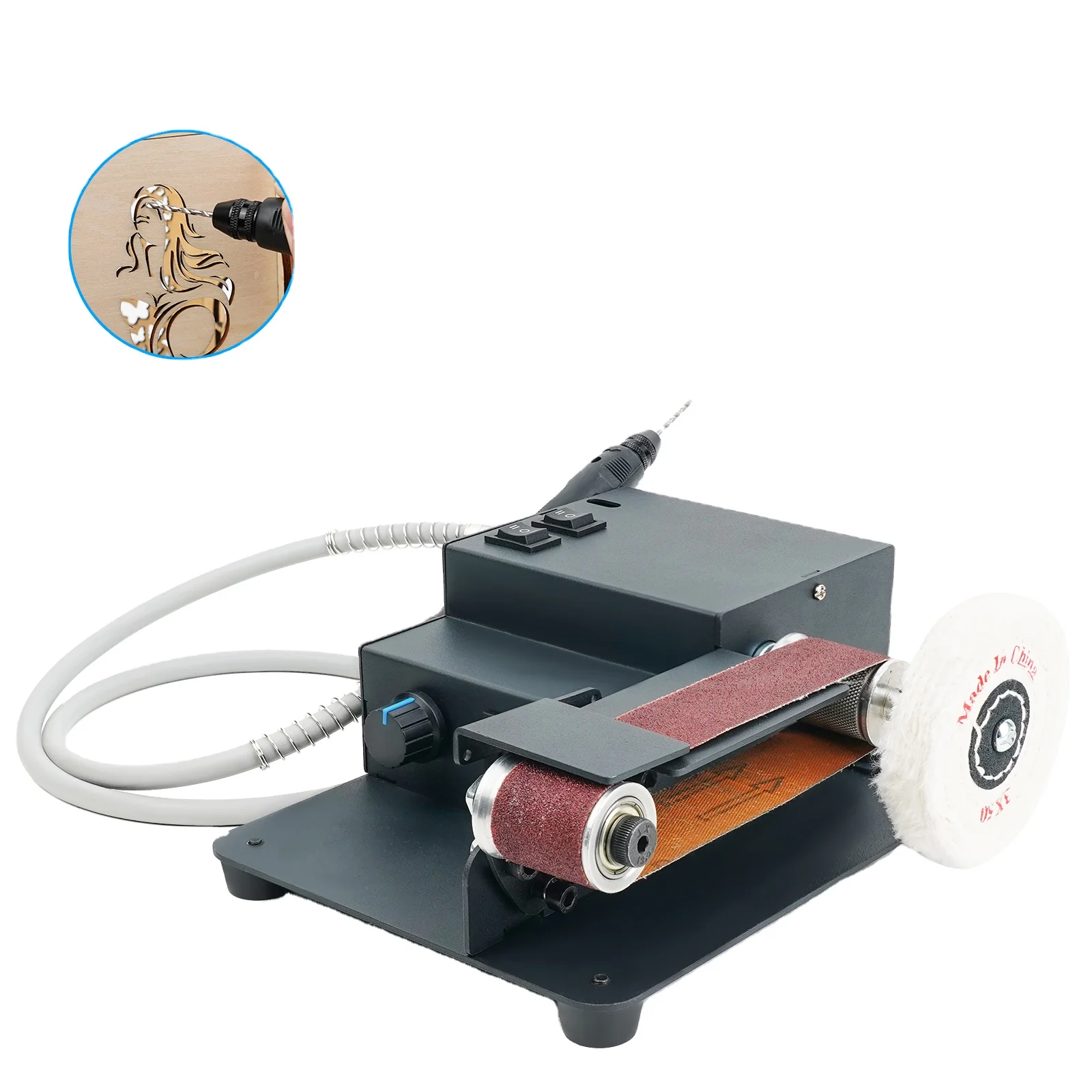 High-Speed 350W 10000r/m Electric Drum Belt Disc Sander Machine Factory Price 24V Power Supply For Metal Sanding For DIY