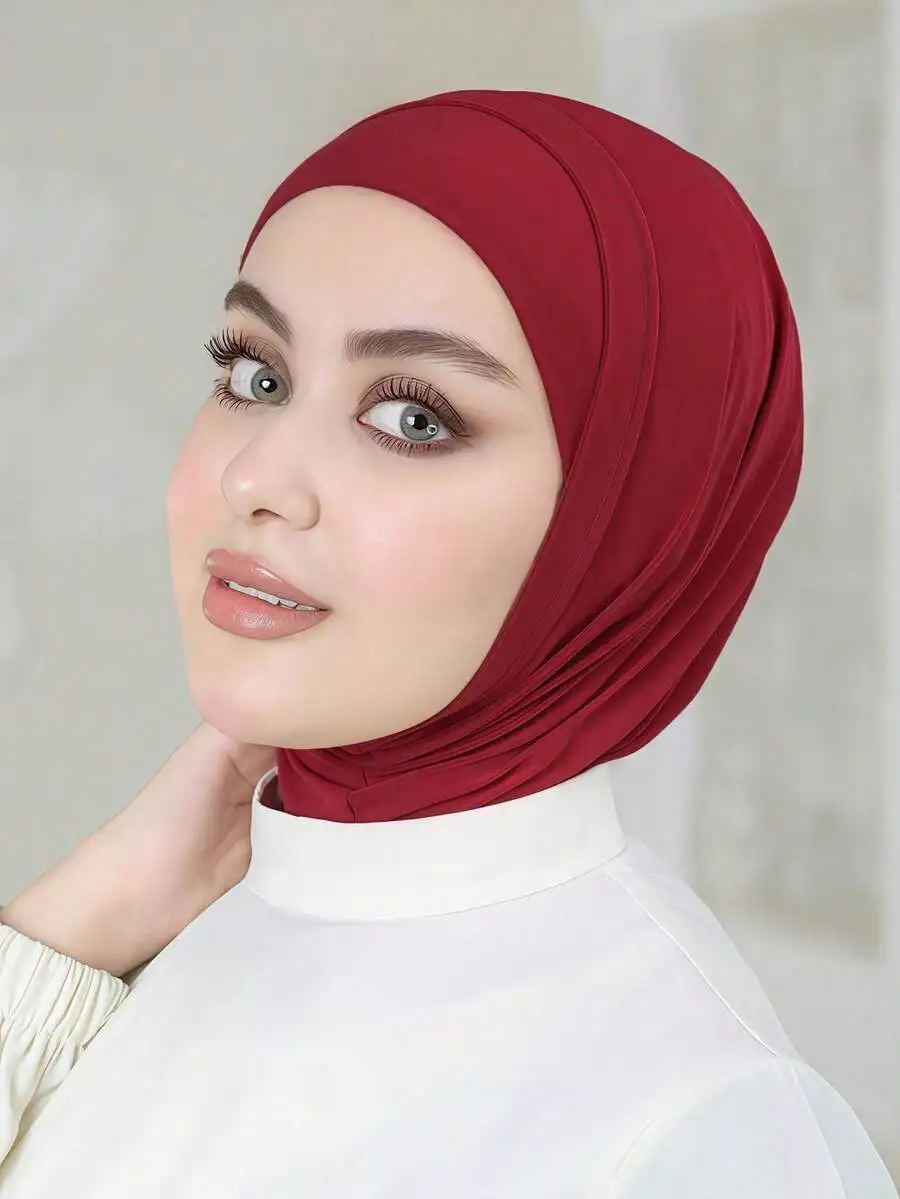 

1Pc Solid Color Hijab Cap Women Modal Silk-Like Soft Breathable Scarf Turban For Daily Festival Worship