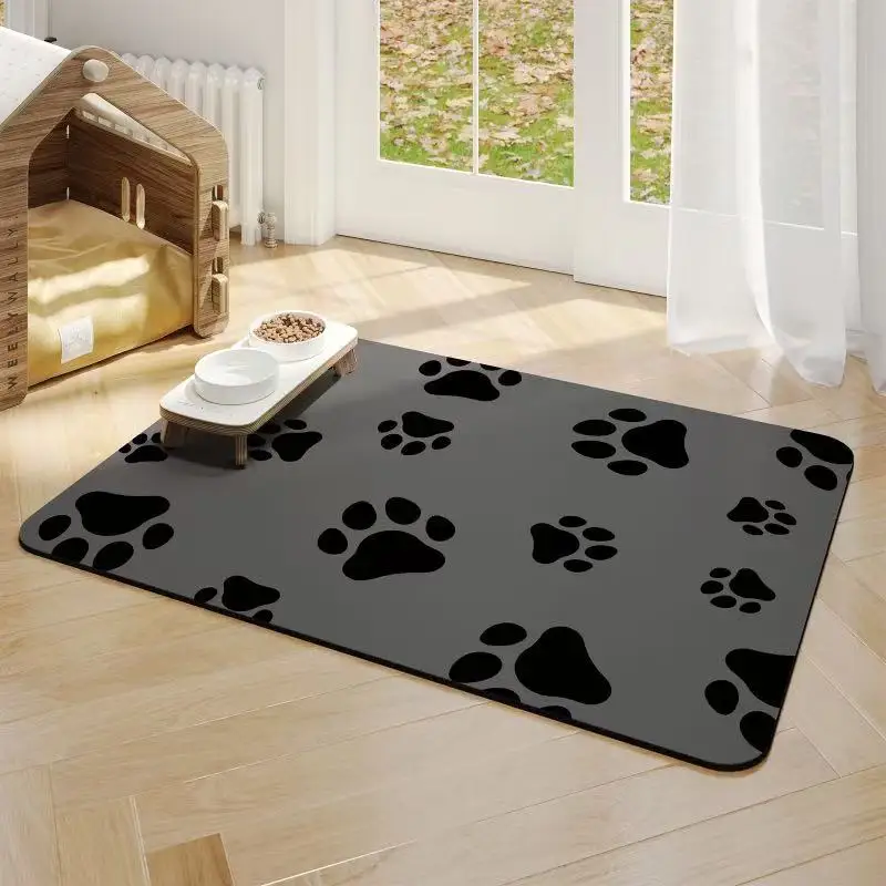 VIKAMA Pet Feeding Floor Mat Water-Absorbing Cooling Anti-Slip Mat Cat Mat Dog Mat Special Wipe No-Wash Pet Mat view 4