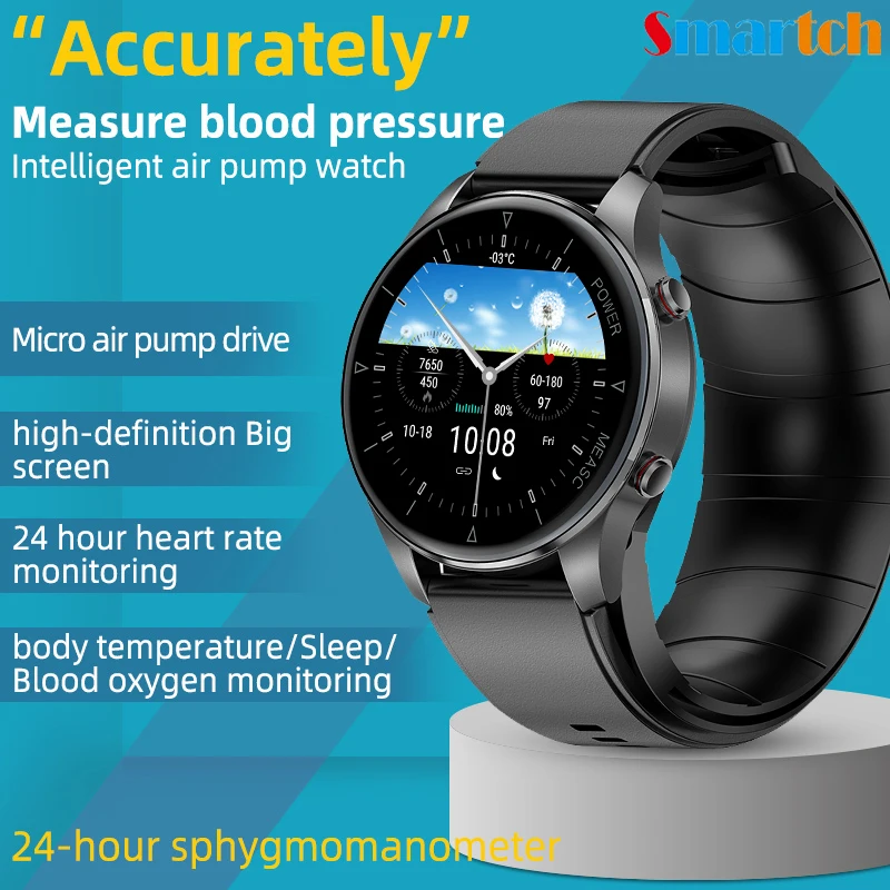 Smart Watches Men Air Pump Pressurization Oxygen Temperature Real Data Medical Sphygmomanometer Smartwatch Women For IOS Android