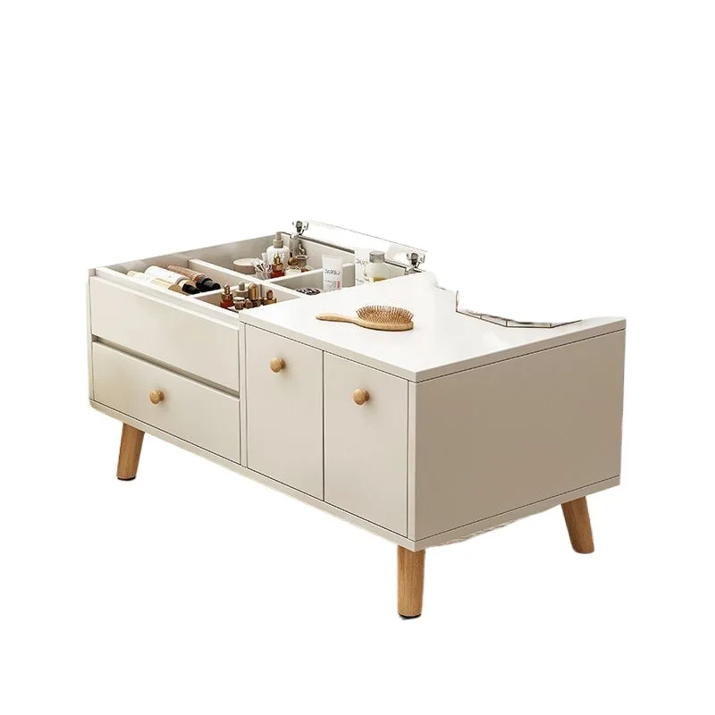 mirror hidden clamshell storage cabinet integrated storage box bedroom modern simple bay window makeup table