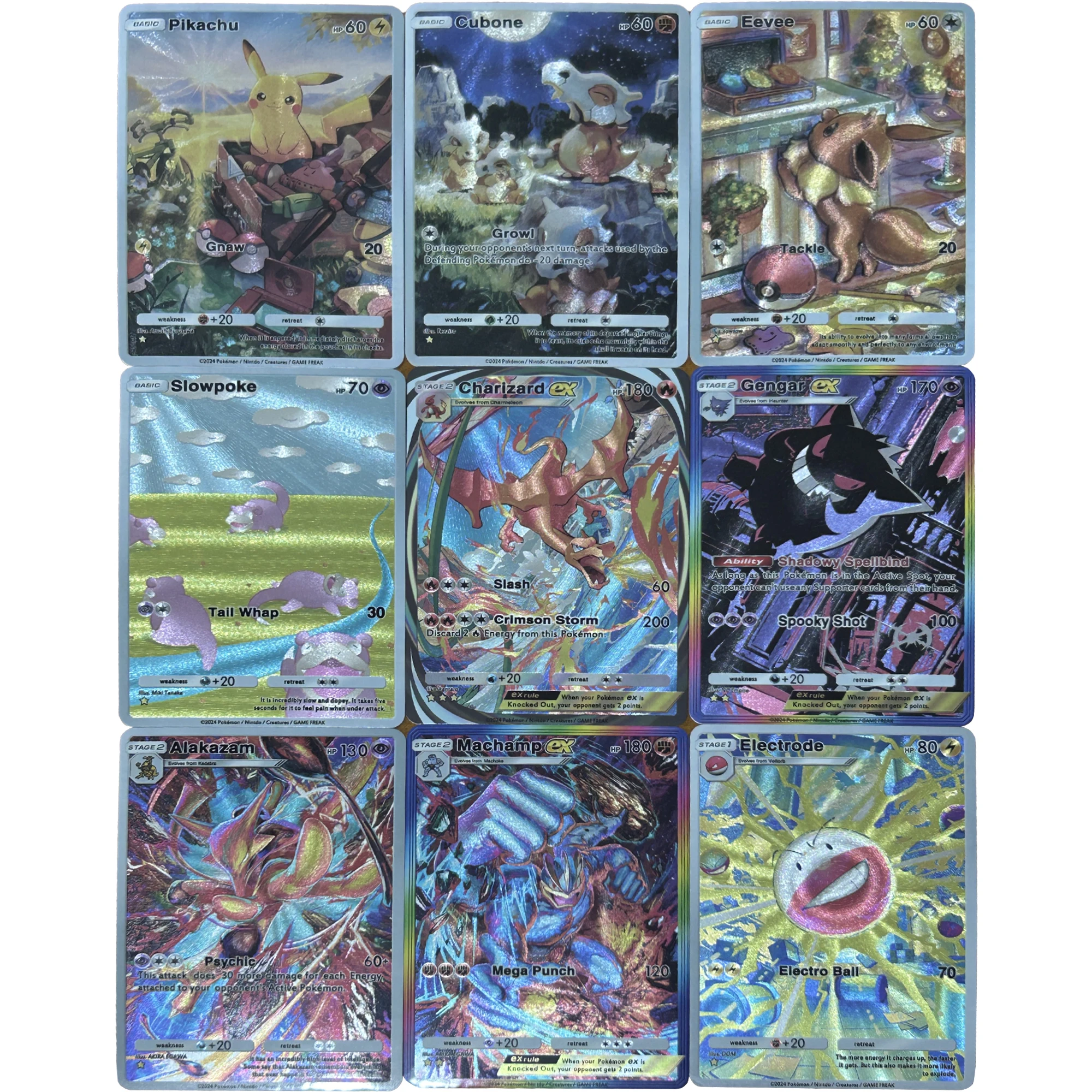 

9 шт./компл. английская версия Ptcg Charizard Eevee Gengar Slowpoke текстура флэш-карта классические аниме игры коллекционные карты подарочная игрушка