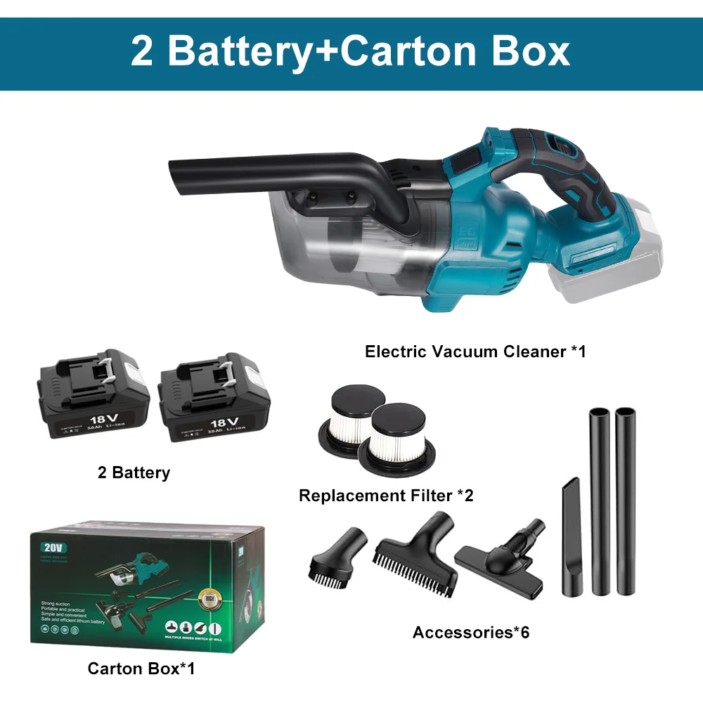 Elektrische stofzuiger Handheld draadloze stofzuiger Thuis Auto Tweeërlei gebruik Draagbare krachtige reinigingstool voor Makita 18V batterij