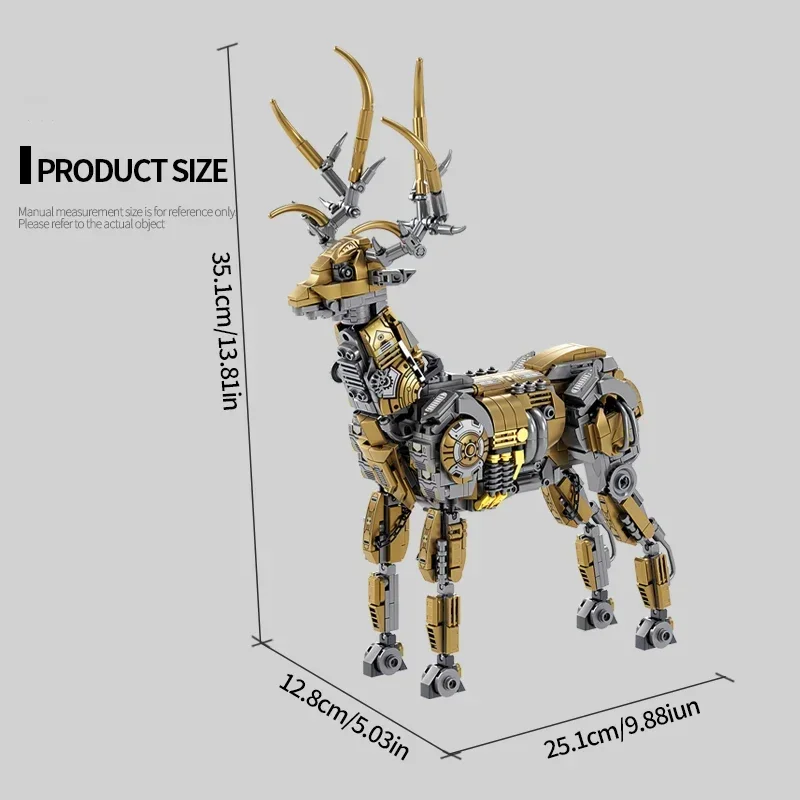 924PCS Mechanical Elk Building Blocks Creative Animal Robot Model Assembly Bricks Desktop Decoration Kids Toys Holiday Gifts