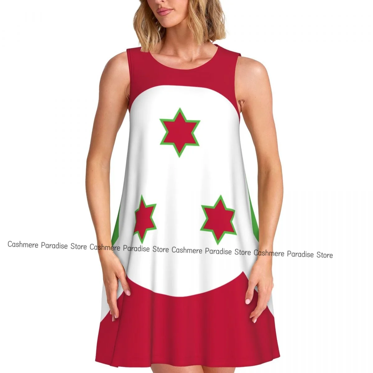 Abiti estivi da donna 2025 Maglietta da spiaggia Prendisole senza maniche con bandiera Burundi Abito casual ampio dal carro armato