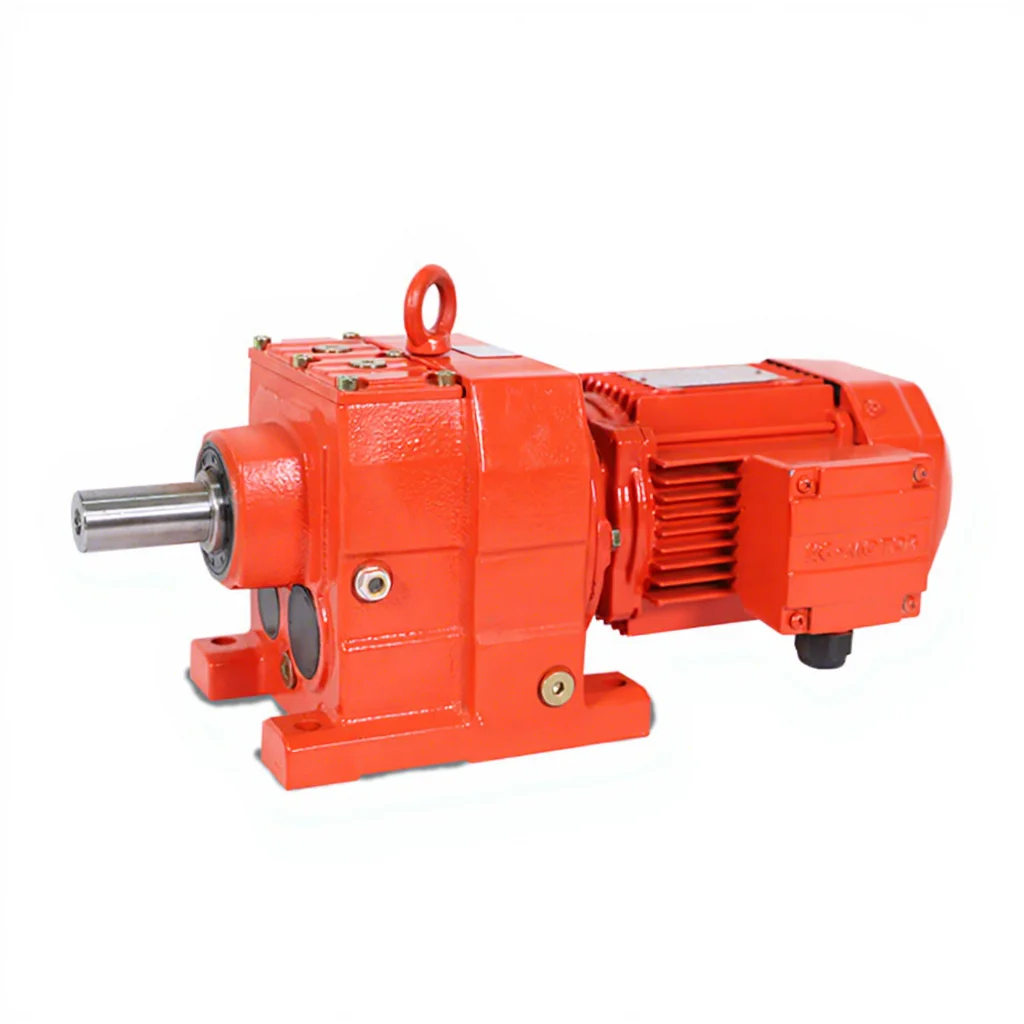 Foot Mounted Helical Gear Reduction 750 RPM Iron Casting Gearbox with Gear Oil for Electric Motor