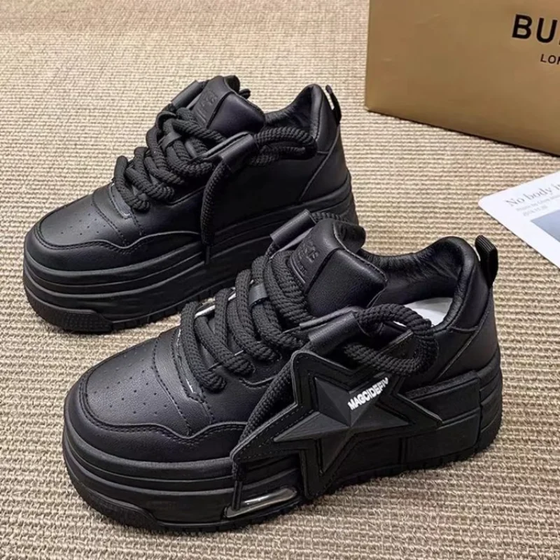 

Women's Sneaker 2025 Platform Lace-up Thick Sole Casual Shoes New Anti-slip Round Head Women Shoes Designer Chunky Walking Shoes