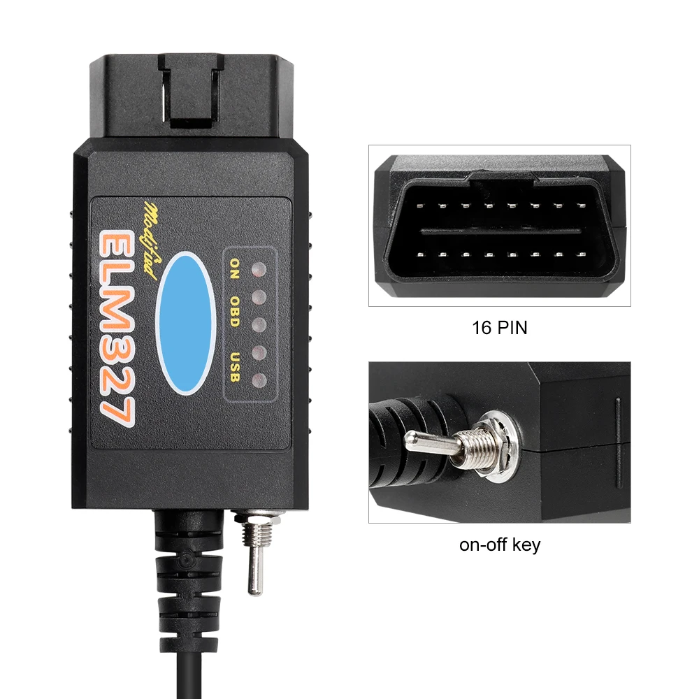 OBD2 Car Diagnostic Tool elm 327 HS CAN /MS CAN ELM327 USB V1.5 FTDI/CH340 PIC18F25K80 with switch for Ford for Forscan