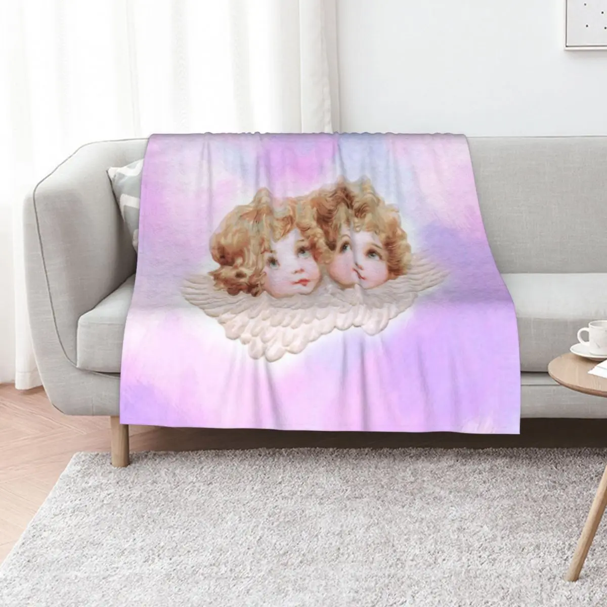 Aesthetic Cute Angels Art Hoe Throw Blanket for sofa Tourist Flannels Luxury Throw Travel funny gift Blankets