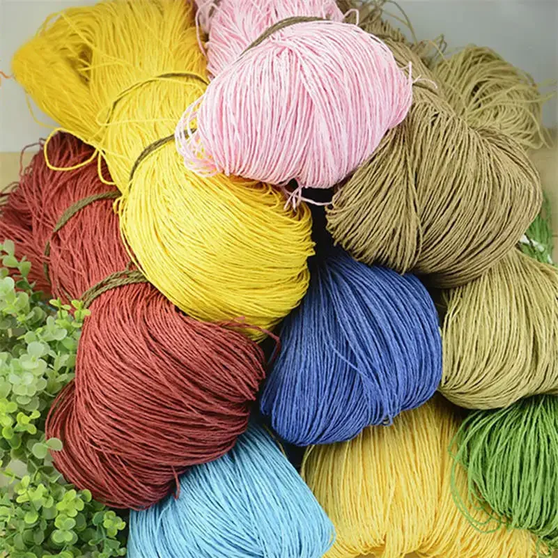 Hilo de rafia verano de 600 metros y 500g, hilos paja naturales ganchillo, artesanías para manualidades, sombrero tejid