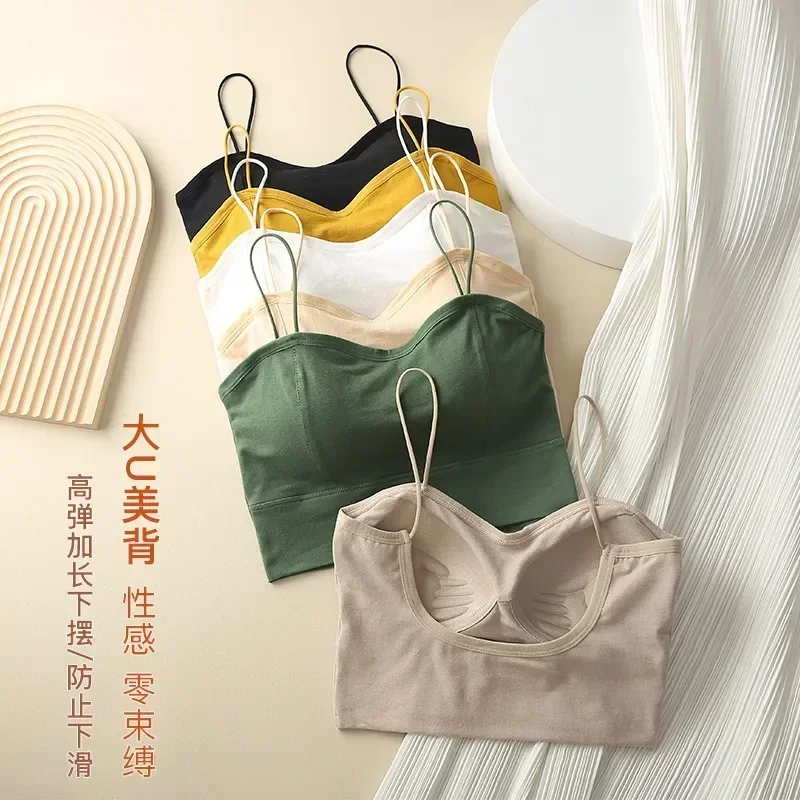 Bandeau Integrated Without Small Pad With Top Beauty Women\'s Chest Bra Suspender Gathered Steel Underwear Ring Back