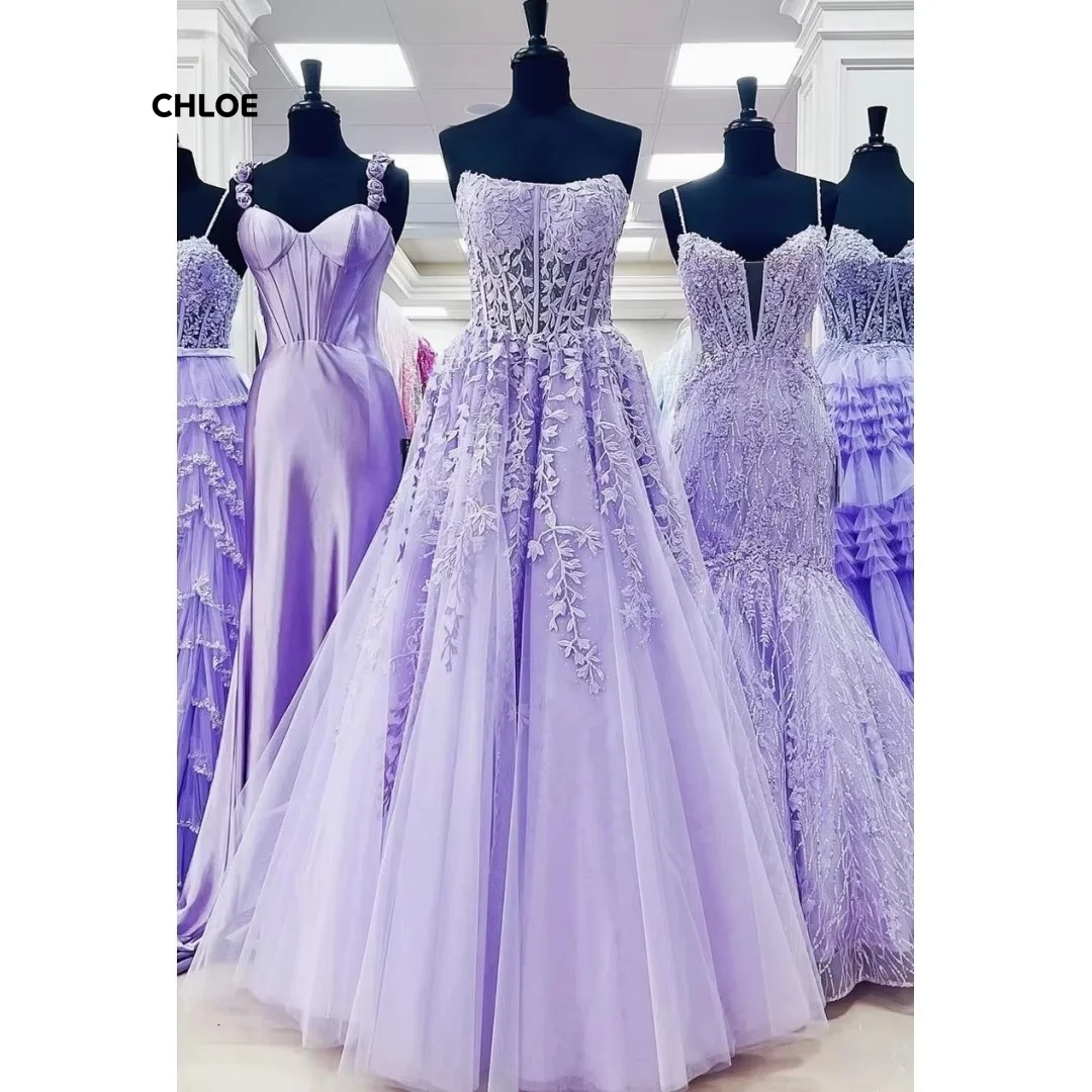 Custom Made Evening Dresses Woman Elegant Luxury Prom Dresses 2025 Line A Off-shoulder Sleeveless Robe Soiree Ball Gown Dress