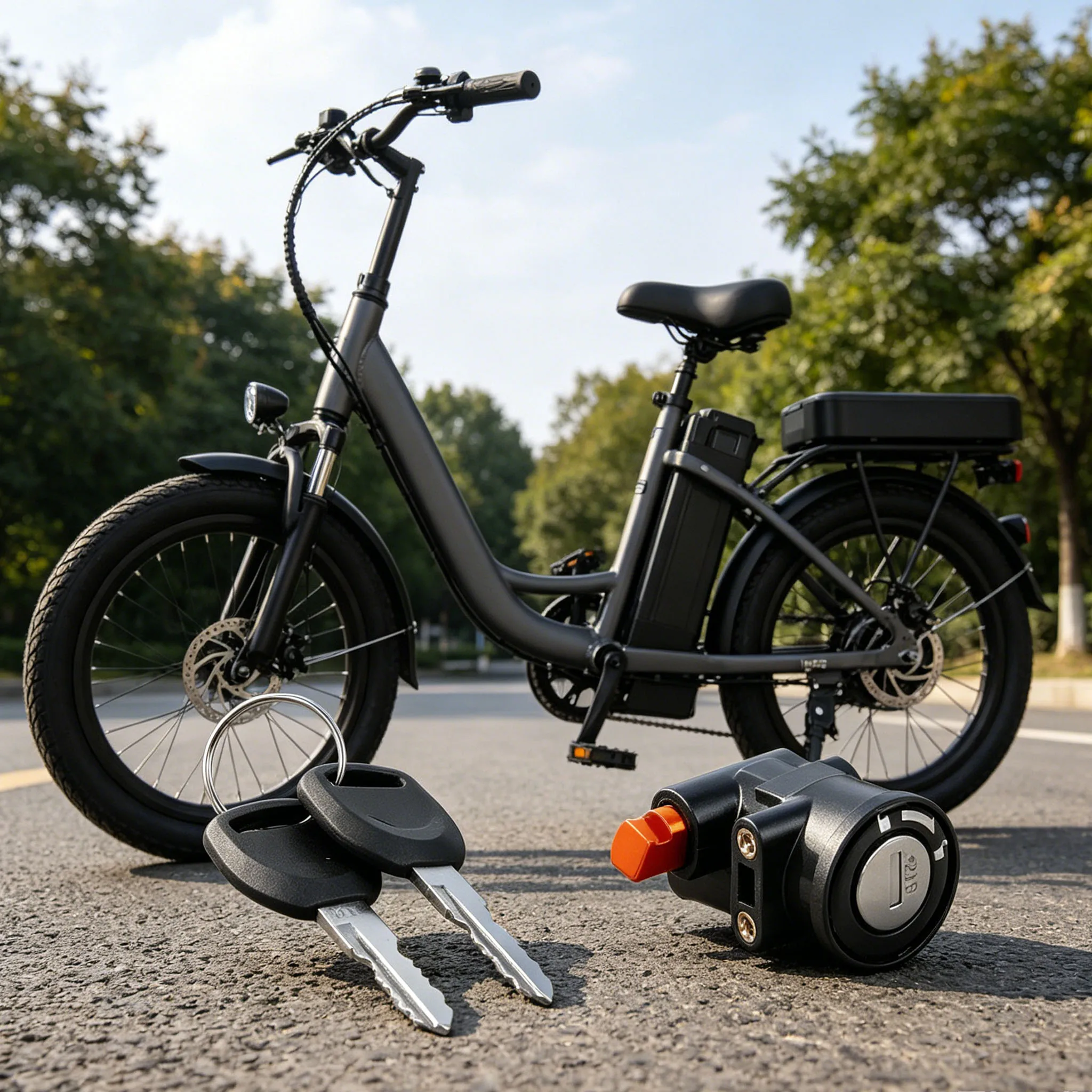

E-Bike Battery Lock For C20 Electric Bike Anti Theft Tail Rack Battery Lock With 2 Keys Folding Scooter Lock Replace Accessories