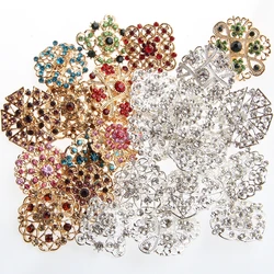 5PCS Classic Crystal Rhinestones Gold Plated Brooches Pins For Wedding Bouquets Metal Brooch For Women Bridal Party