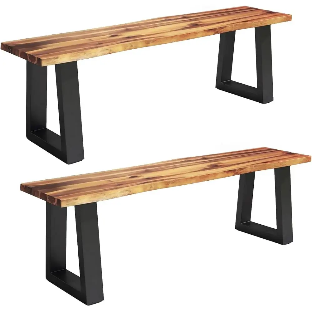 

Садовая скамья из акации, 57,5 дюймов, со стальными ножками, комплект из 2 штук