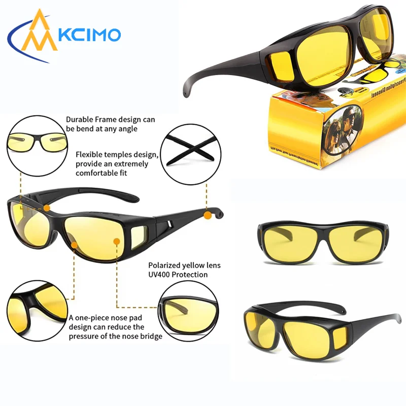 Anti-Glare Night Vision Driving Goggles, Dual-Purpose Fashion Sunglasses, Anti-High Beam Light Glasses for Day Night Driving