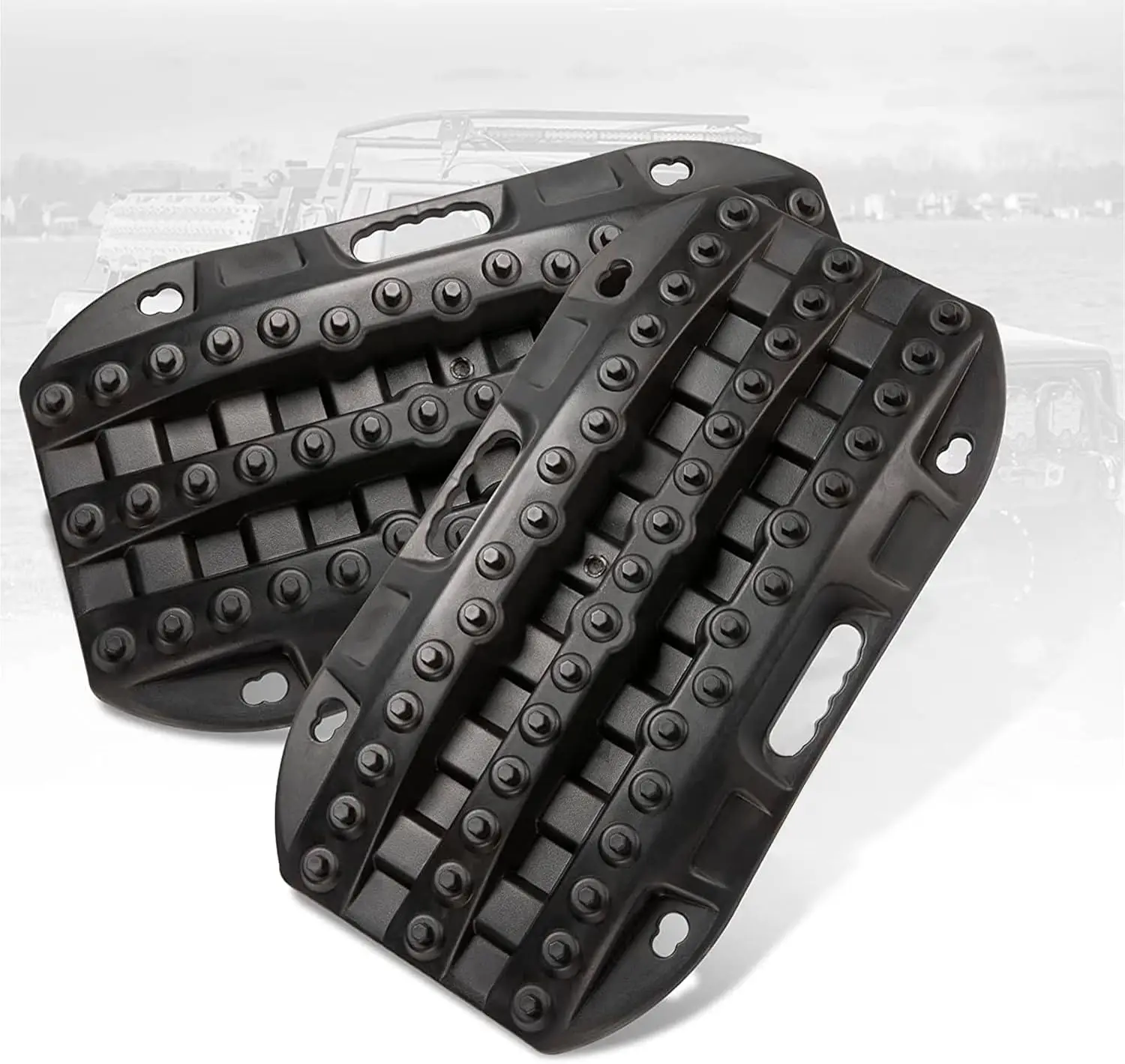 

2-Piece Off-Road Recovery Tracks for ATV/UTV, Mud Sand Snow Traction Mats with Teeth and Shovels