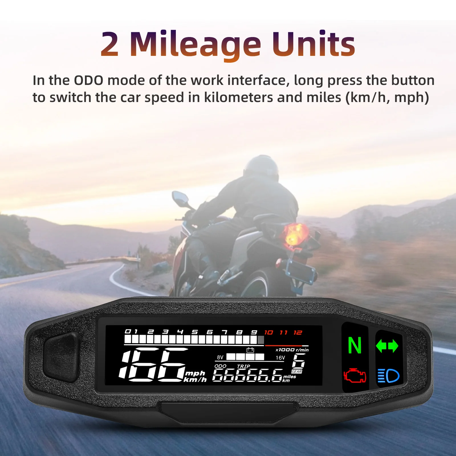 Universal Digital Motorcycle Speedometer ODO Motor Tachometer Instrument 12V Turn Signal Light Indicator Voltmeter Oil Gauge