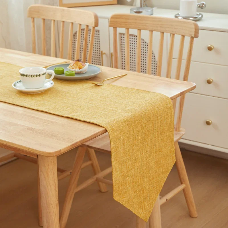 Nordic Style Solid Color Table Imitation Linen Textured Table Minimalist Dining Table Decorative Runner for Home Wedding Party