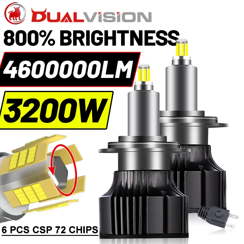 

4600000LM 3200W Super H7 Led 360 H1 H3 9012 HIR2 H11 H8 H9 9006 HB4 HB3 9005 Автомобильная фара 12 В Противотуманная фара 3D CSP Для линз проектора