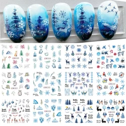 Christmas Nail Art Water Decals Snowflake Snowman Transfer Stickers Santa Claus Bell Tree Elk Xmas Slider Decals For Nails Decor