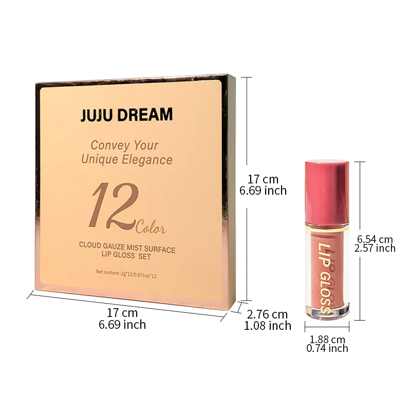 Zestaw 12 szt. płynnych matowych pomadek do ust, perłowy, delikatnie błyszczący błyszczyk do ust - długotrwałe, wielokolorowe odcienie różu i czerwieni