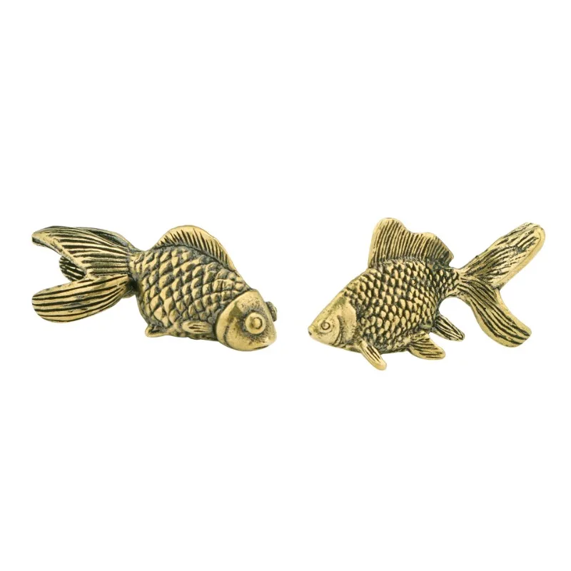 Brass Small Fish Ornament Statue Figure Retro Sculpture Miniature Figurine Gifts